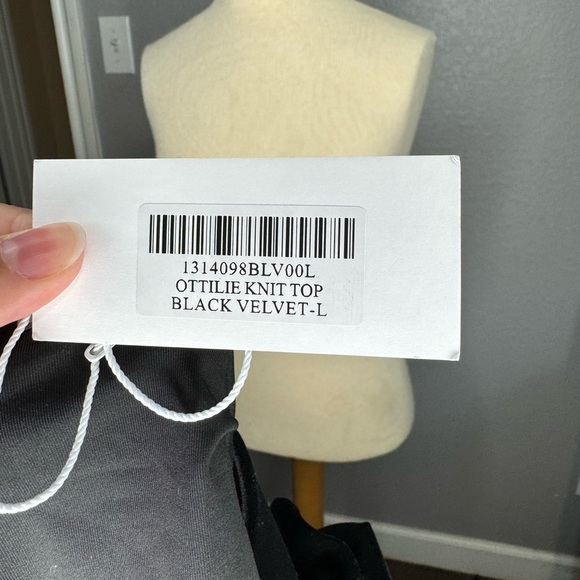 Elegant Black Velvet Ruffle Sleeve Top - Picture 2 of 5